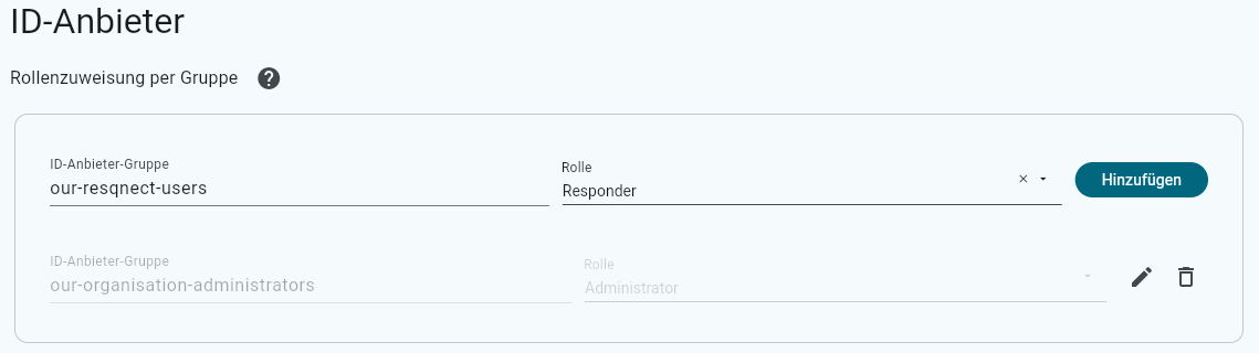 Rollenzuweisung per ID-Anbieter Gruppe