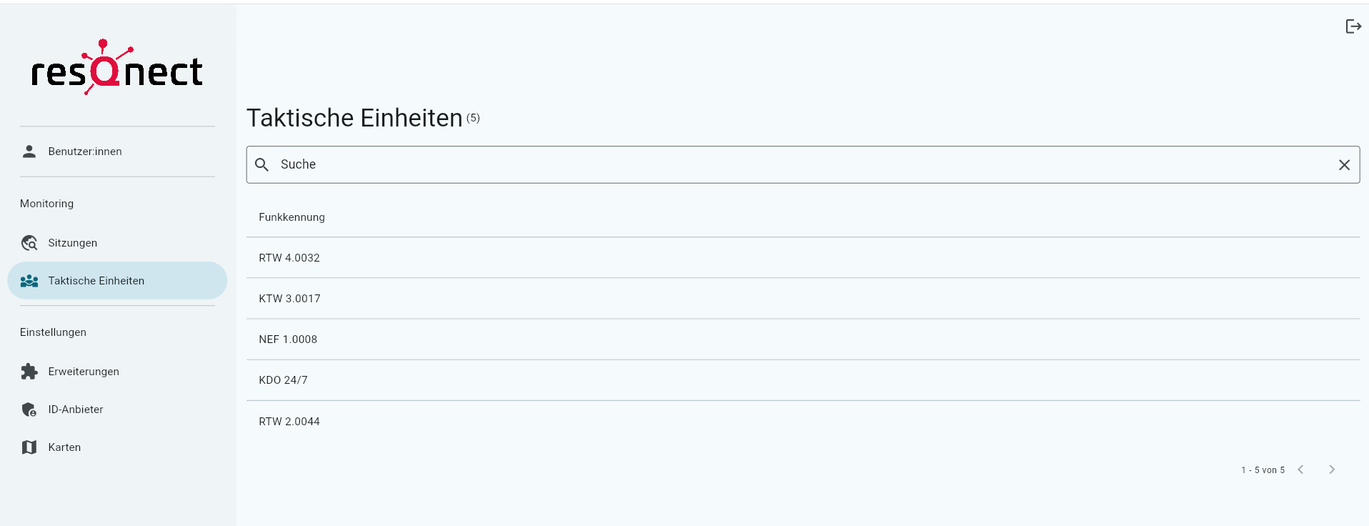 Taktische Einheiten Verwaltung